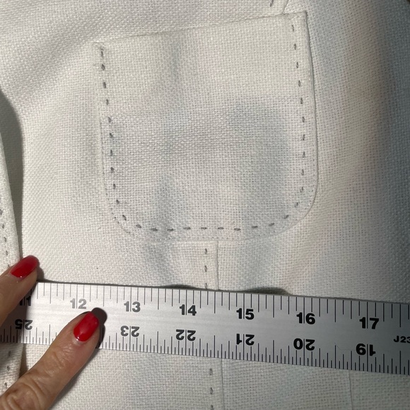 Boden Linen Cotton Lady Jacket Blazer  Winter White Peter Pan Collar Sz 10 - Picture 6 of 16